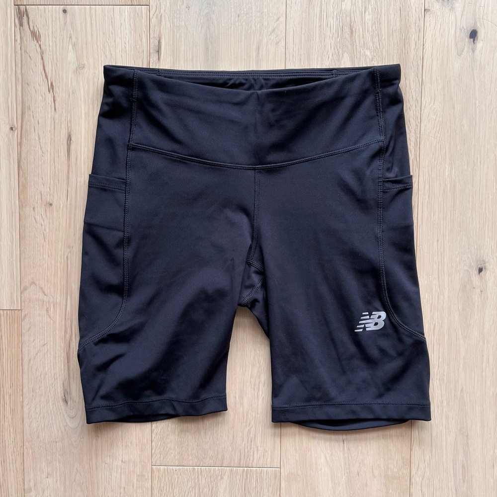 New Balance Black Performance Biker Shorts with Pocket